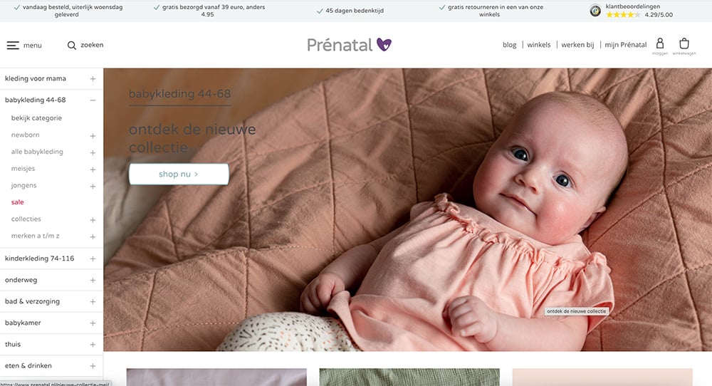 Deze baby maakt oogcontact, bijna iedere webshop bezoeker zal deze baby in zijn ogen aankijken